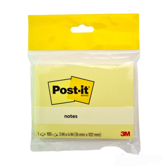 3M Post It Sticky Note 3 in x4 in (76 mmx120 mm) - 100 Sheets