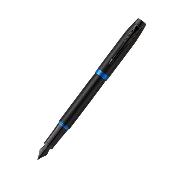 parker-IM-marine-blue-black-trim-fountain-pen-(M)-front-view