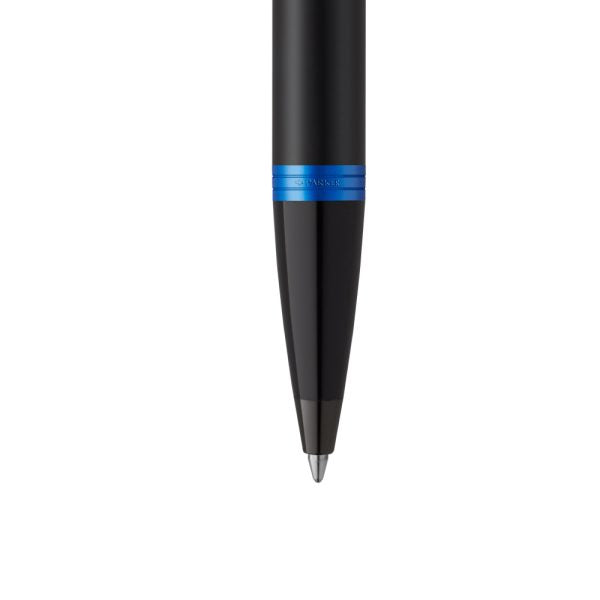 parker-IM-marine-blue-black-trim-ballpoint-pen-nib-view