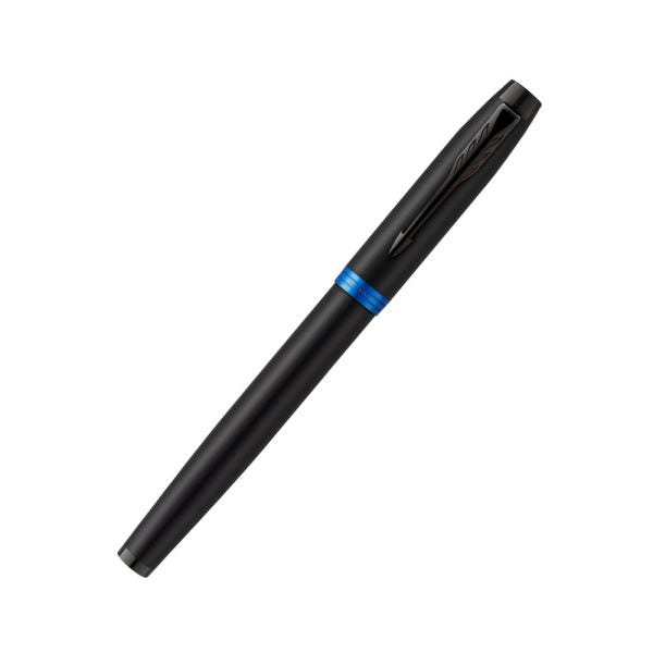 parker-IM-marine-blue-black-trim-rollerball-pen-open-view