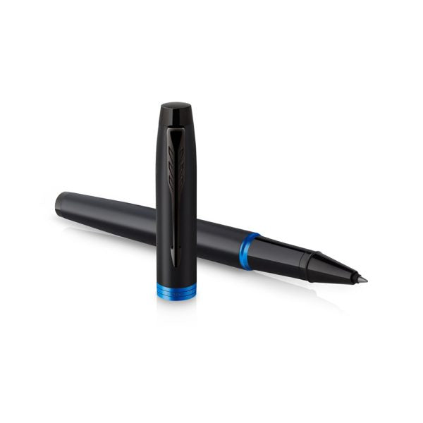 parker-IM-marine-blue-black-trim-rollerball-pen-open-view