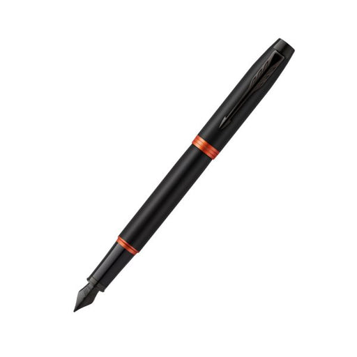 parker-IM-flame-orange-black-trim-fountain-pen-(M)-front-view