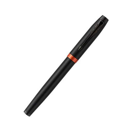 parker-IM-flame-orange-black-trim-rollerball-pen-close-view