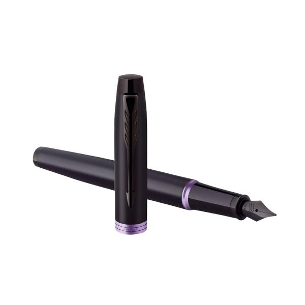 parker-IM-amethyst-purple-black-metal-trim-fountain-pen-(F)-open-view