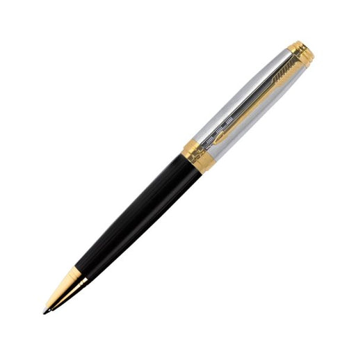 parker-ambient-deluxe-black-gold-trim-ballpoint-pen-front-view