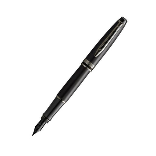 waterman-expert-fountain-pen-metallic-black-RT-(M)-front-view