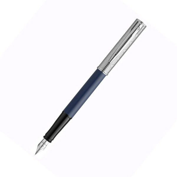 waterman-allure-deluxe-ct-fountain-pen-blue-front-view