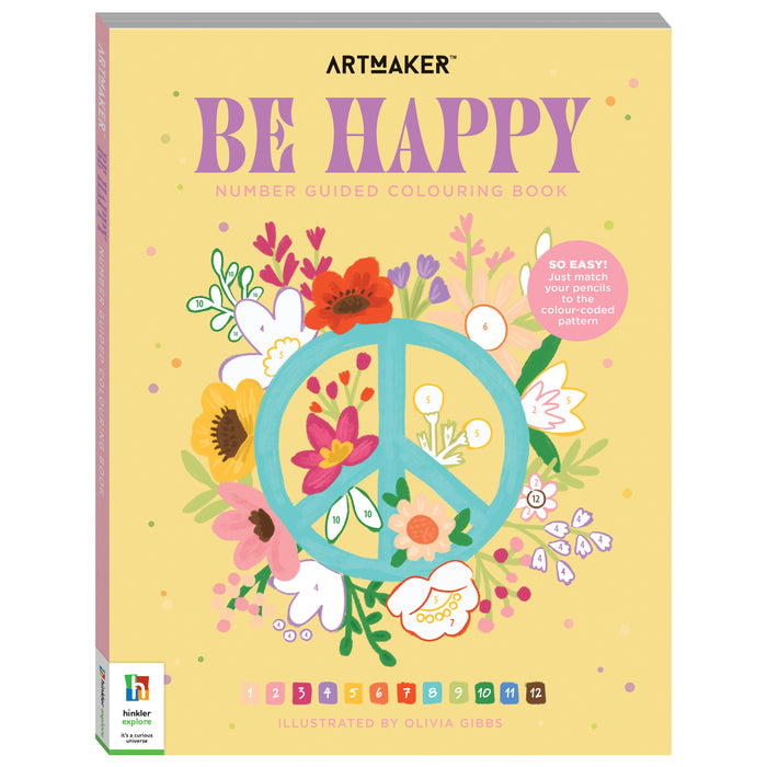 art-maker-be-happy-number-guided colouring-book-front