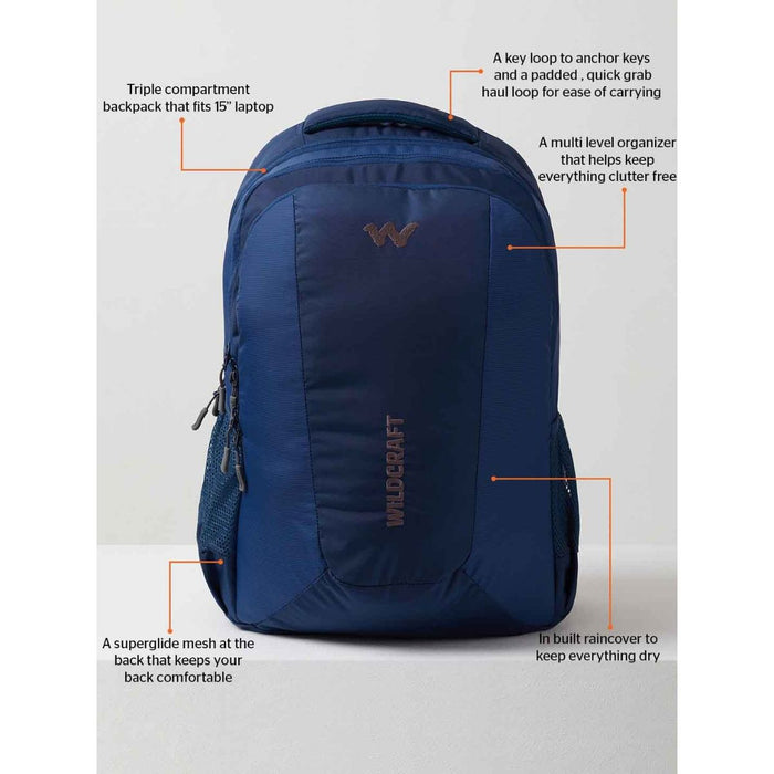 Wildcraft Trident 2.0 Laptop Bagpack - Blue