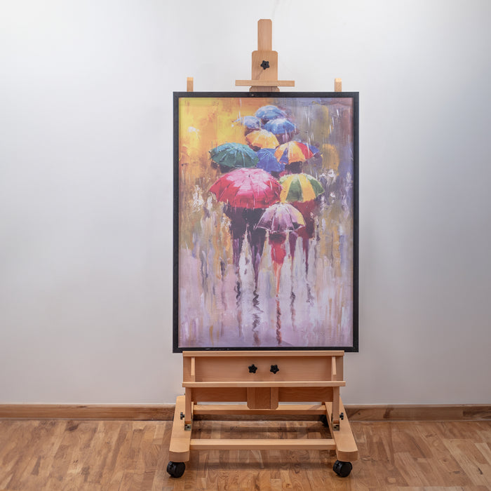 professional-artist-wooden-display-easel-(HPX-W02)-front-with-canvas