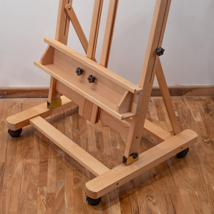 professional-artist-wooden-display-easel-(HPX-W02)-with-wheels