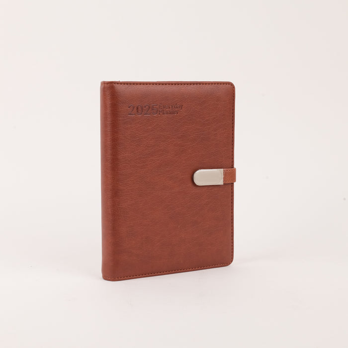 anupam-crest-2025-diary-charming-design-premium-leather-texture-80-GSM-tan-front-view