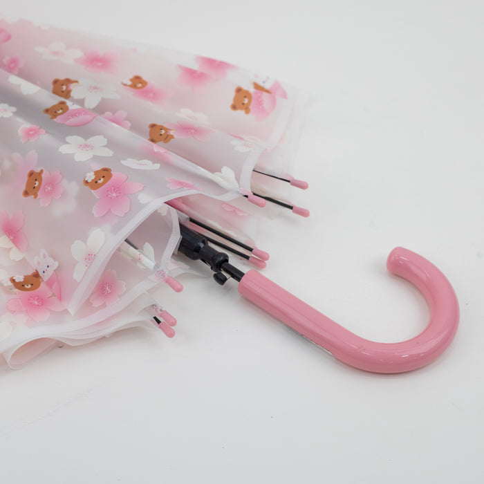 Transparent Long Umbrella with J Handle (RST077) - Pastel Pink