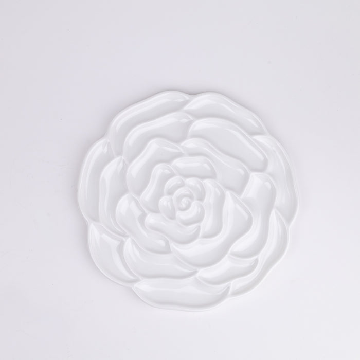 Flower Shaped Nano Material Artist Color Palette Tray (Like Ceramic) DC-940 - White