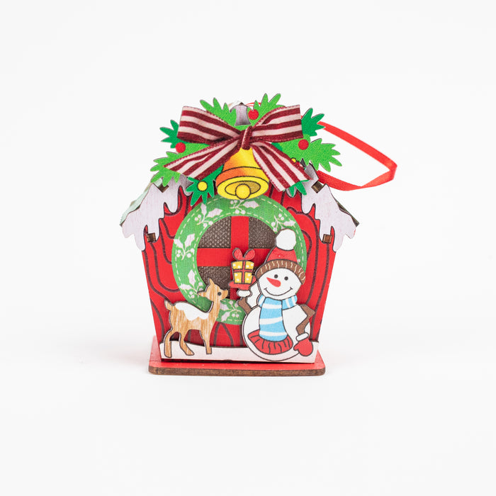 Christmas Decoration Wooden House with LED Light