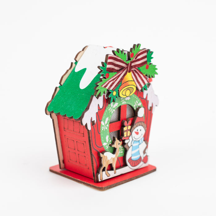 Christmas Decoration Wooden House with LED Light