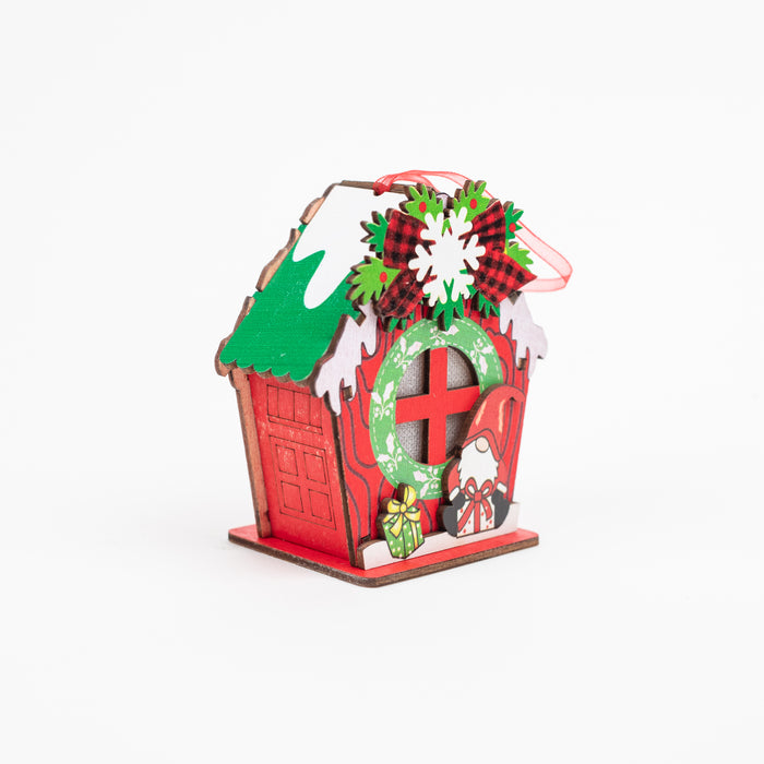 Christmas Decoration Wooden House with LED Light