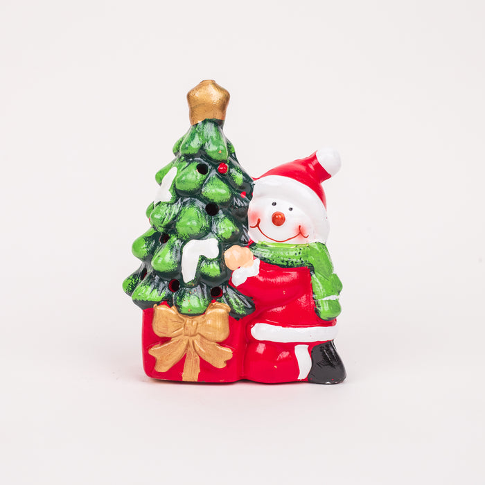 christmas-decor-snowman-hugging-christmas-tree -tabletop-figurine-lights-up-front-view-1