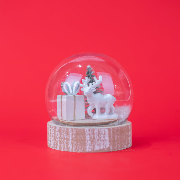 Christmas Lights Deer, Gift Box and Christmas Tree  Snow Globe