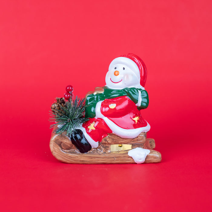 Christmas Decor Santa Claus/Snowman on a sleigh with LED