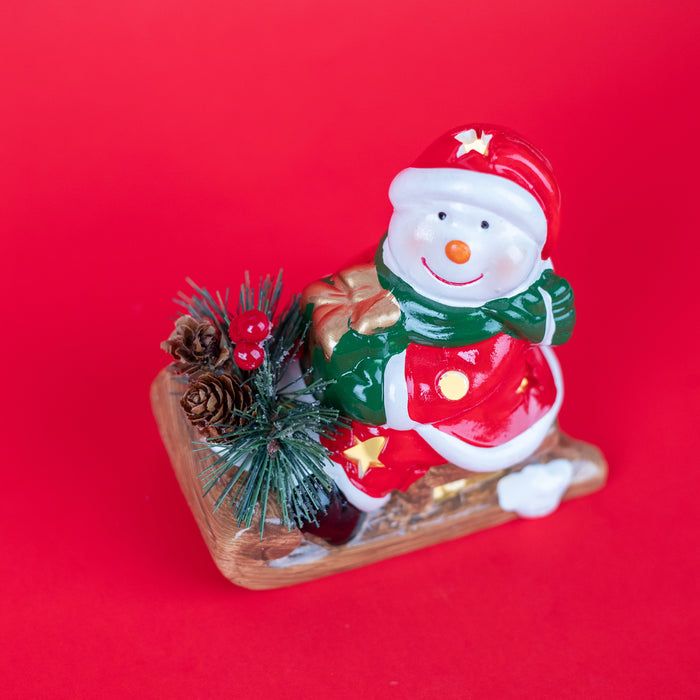 Christmas Decor Santa Claus/Snowman on a sleigh with LED