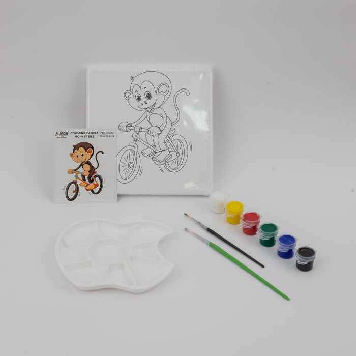 JAGS Stretched Canvas For Kids 6 X 6 Inch - Monkey Bike