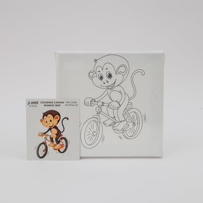 JAGS Stretched Canvas For Kids 6 X 6 Inch - Monkey Bike