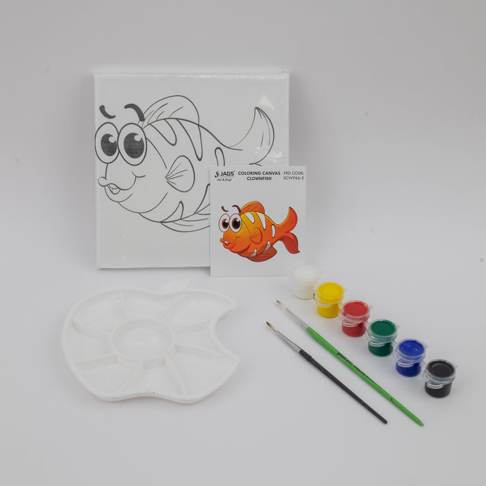 JAGS Stretched Canvas For Kids 6 X 6 Inch - Clownfish