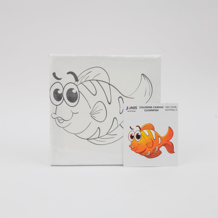 JAGS Stretched Canvas For Kids 6 X 6 Inch - Clownfish