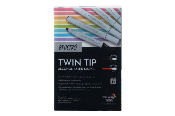 Brustro Twin Tip Alcohol Based Marker Set of 6