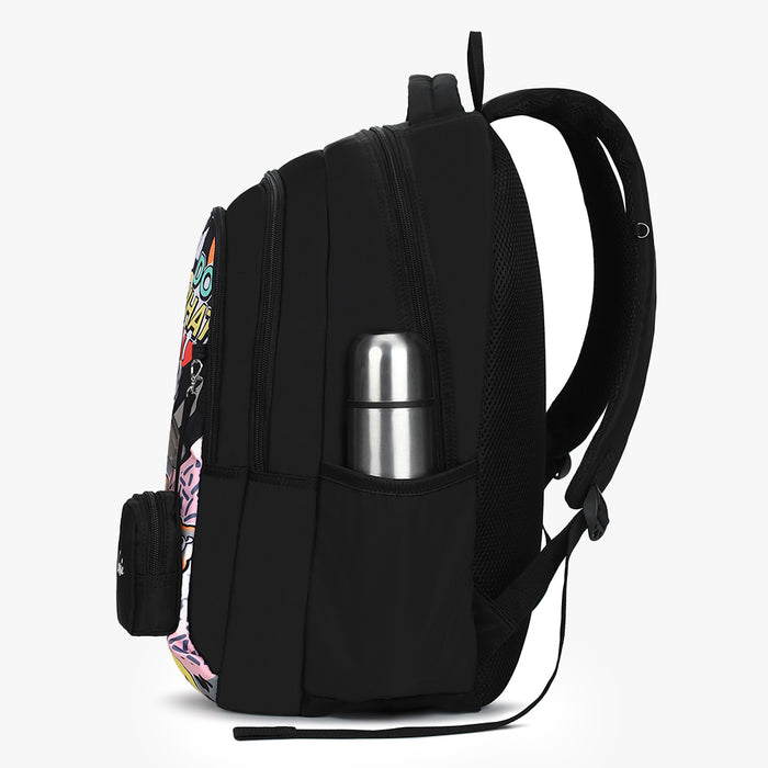 Genie Cool 36L School Backpack With Spacious Compartment - Black (19")