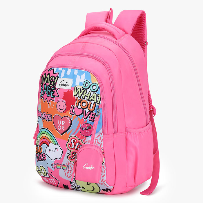 Genie Cool 36L School Backpack With Spacious Compartment - Pink (19")