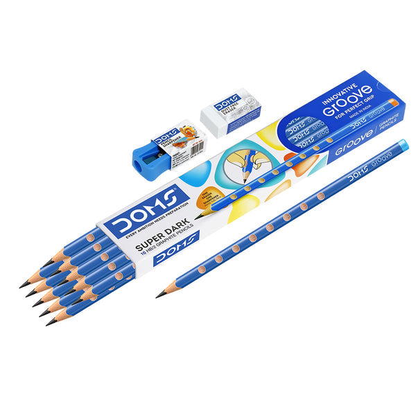 Doms Innovative Groove Super Dark Graphite Pencils Set of 10