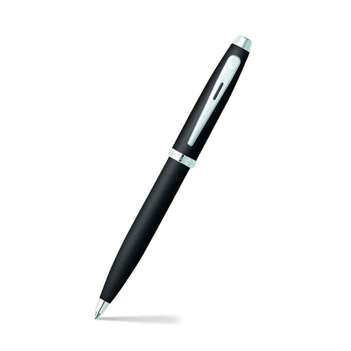 sheaffer-100-9317-matte-black-with-chrome-trim-ballpoint-pen-open-view