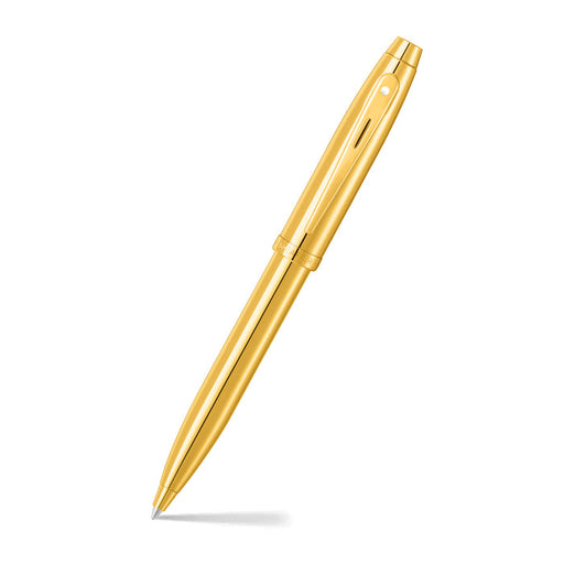 sheaffer-100-9372-glossy-pvd-gold-ballpoint-pen-with-pvd-gold trim-open-view