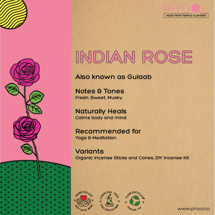 PHOOL - Natural Incense Sticks - Indian Rose