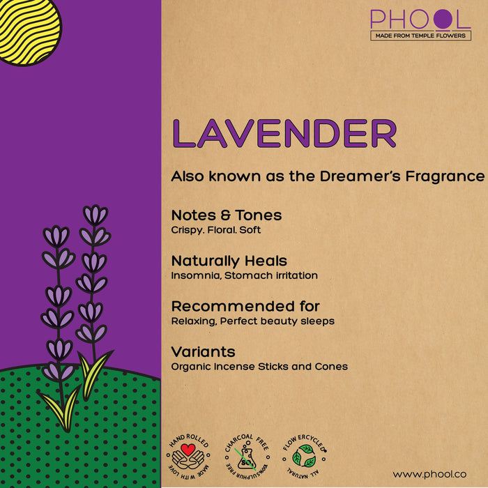 PHOOL - Natural Incense Cones - Lavender (40U)