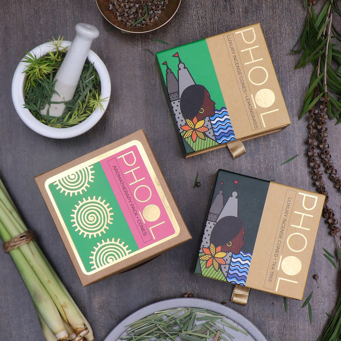 PHOOL - Aromatherapy Pack - Natural Incense Cones (Tea Tree & Lemongrass)