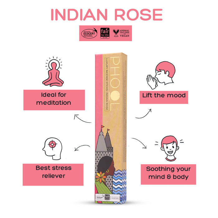 PHOOL - Natural Incense Sticks - Indian Rose