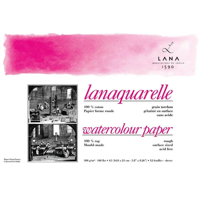 Lana - Lanaquarelle 100% Cotton Natural Watercolour Papers A5 (300gsm)