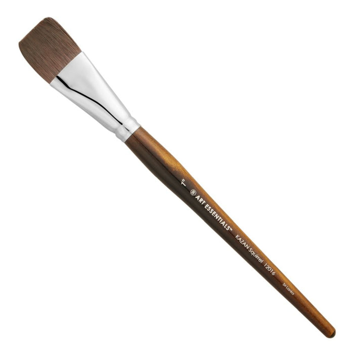 Art Essentials - Kazan Synthetic Squirrel Brush - 12016 Series - Flat - Short Handle - Size 1"