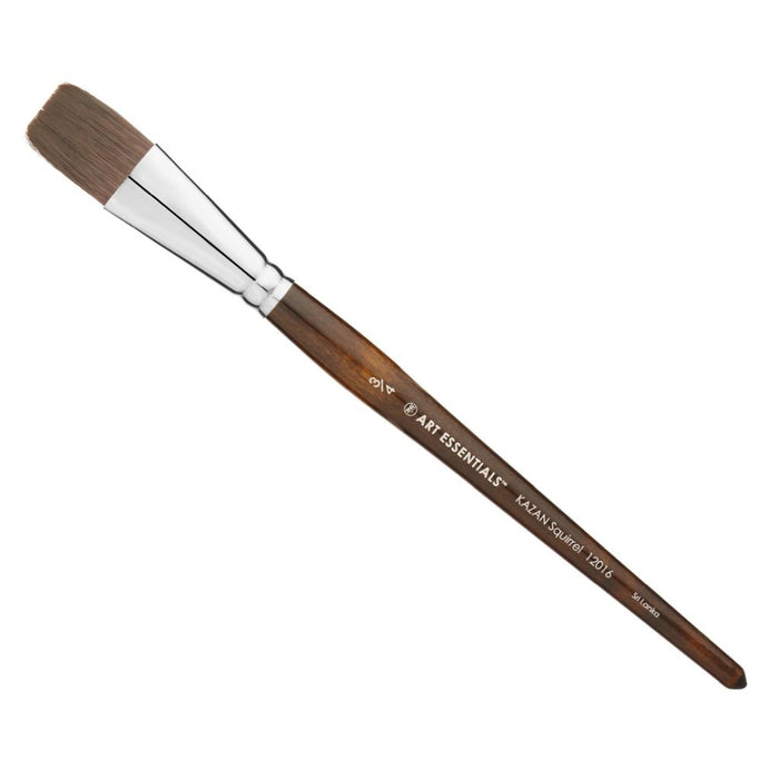 Art Essentials - Kazan Synthetic Squirrel Brush - 12016 Series - Flat - Short Handle - Size 3/4