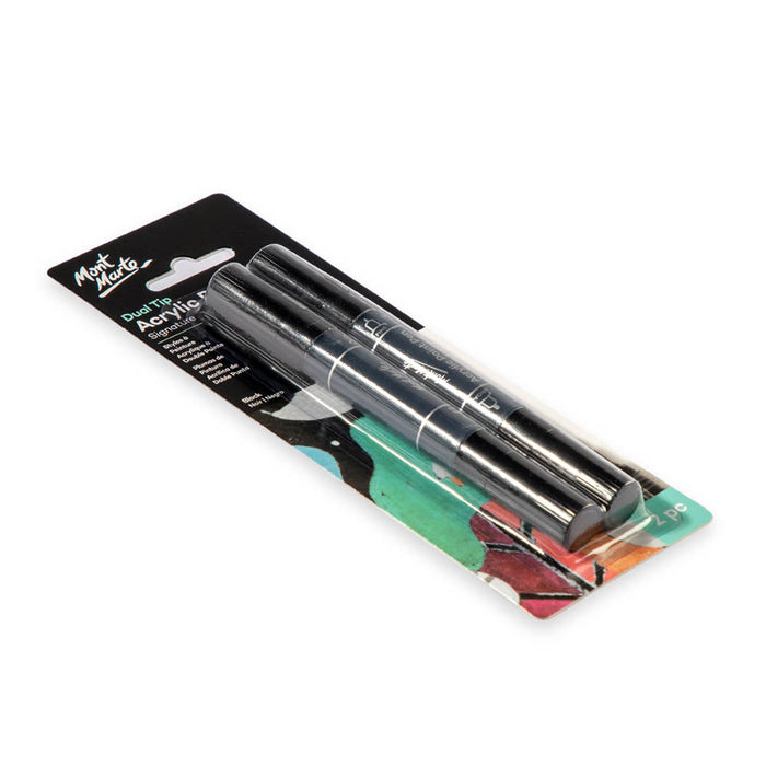 Mont Marte - Dual Tip Acrylic Paint Pens Set - 2 Pieces (Black)