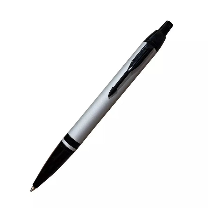 parker-odyssey-dark-grey-black-metal-trim-ballpoint-pen-front-view