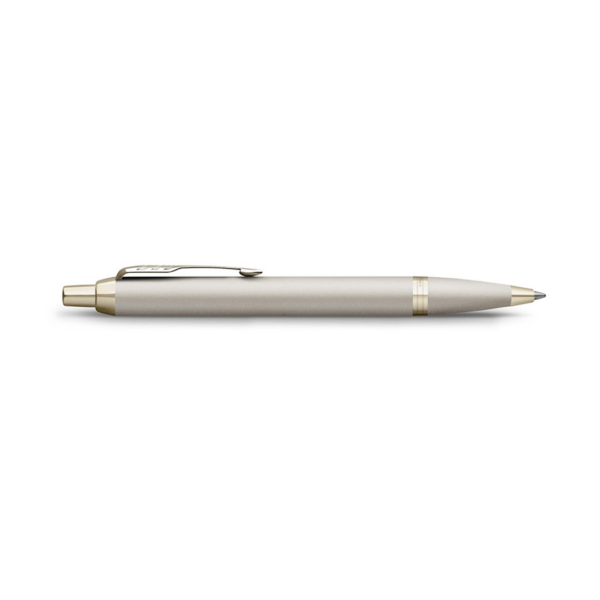 parker-IM-professional-monochrome-champagne-trim-ballpoint-pen-side-view