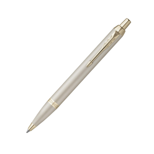 parker-IM-professional-monochrome-champagne-trim-ballpoint-pen-front-view