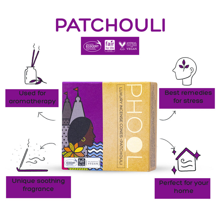 PHOOL - Natural Incense Cones - Patchouli (40U)