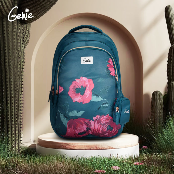 Genie Penny 36L School Backpack With Premium Fabric - Dark Green (19")