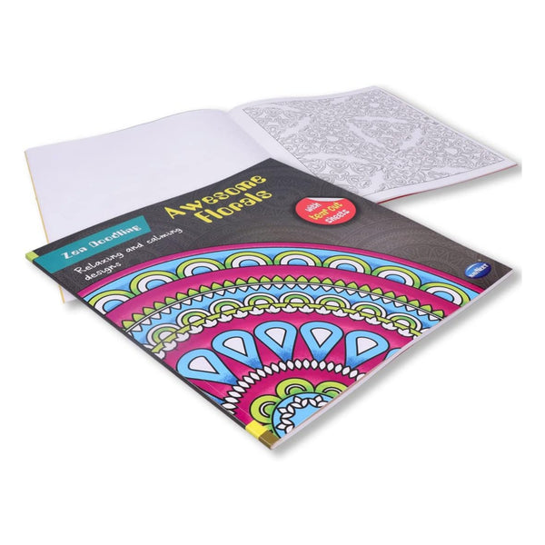 Navneet Zen Doodling Awesome Florals Mandala Colouring Book with Tear out Sheets