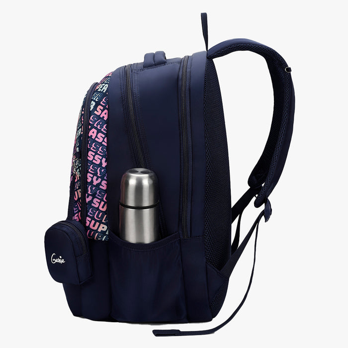 Genie Sass Laptop and Raincover Backpack - Navy Blue (19")